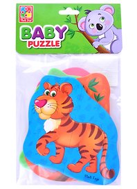 Мягкий пазл «Тигренок и друзья» 4 картинки, 13 элементов, Vladi Toys