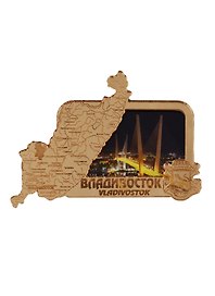 ГС Магнит Владивосток Карта зеркальная с достопримечательностями города вид 3 зеркальный золото (акрил) (7,5 см)
