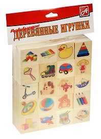 Набор кубиков Игрушки (Д155c) (20 шт.) (3+) (упаковка)
