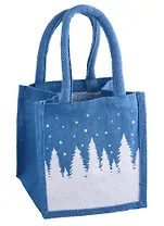 Сумка джутовая XS Серебряный лес синяя,20см.*20см.*15см.