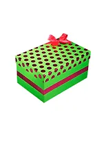 Коробка подарочная 19*13*9,5см, декор. бант, горох, зеленая, картон, Хансибэг