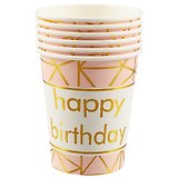 Набор бумажных стаканов Happy birthday на розовом фоне (6 шт) (12-01582-G1)