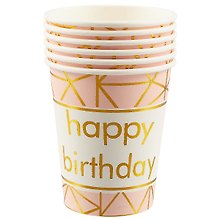 Набор бумажных стаканов Happy birthday на розовом фоне (6 шт) (12-01582-G1)
