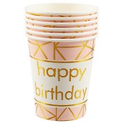 Набор бумажных стаканов Happy birthday на розовом фоне (6 шт) (12-01582-G1)