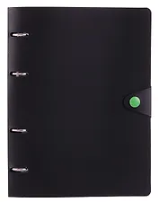 Тетрадь 80 листов, клетка, "Favorite Black. No 2" на кольцах, сменный блок, на кнопке