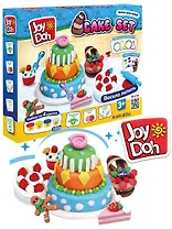 Масса для лепки Joy Doh, набор CAKE SET - ТОРТИКИ,  4 баночки с тестом  (4 х 50г.), формочки для пирожных и тортов, 14 аксессуаров