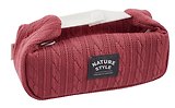 Косметичка с ремешками на кнопке Nature Style (красная) (вязаный узор) (ПВХ) (21х8х7)