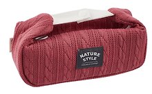 Косметичка с ремешками на кнопке Nature Style (красная) (вязаный узор) (ПВХ) (21х8х7)