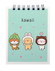 Блокнот А7 60л кл. "Kawaii Зверюшки" спираль, УФ лак