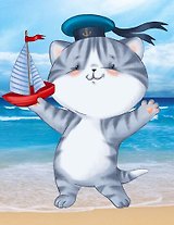 Набор д/творчества Рыжий кот Холст с красками 17х22 (12цв.) Котик на море ХК-3594