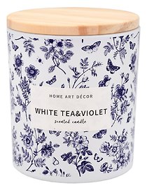 Свеча ароматическая в стеклянном стакане White tea and Violet (Белый чай и Фиалка) (480г) (8х9) (12-7761-202604_16)
