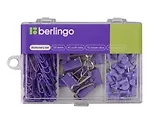Набор канцелярский: скрепки 28мм 70шт, кнопки-гвоздики 40шт, зажимы 19мм 10шт, пл/уп, Berlingo