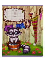 Тетрадь в клетку ПЗБМ, "Из жизни енотов", 12 листов, в ассортименте