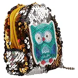 Сумочка-рюкзачок на молнии с пайетками Сова (10см) (текстиль)