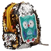 Сумочка-рюкзачок на молнии с пайетками Сова (10см) (текстиль)