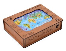 Фигурный пазл «Карта Мира», дерево