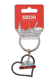 Брелок сердце с фигуркой Олимпийский (металл) (Сочи) (165CHE-135A)