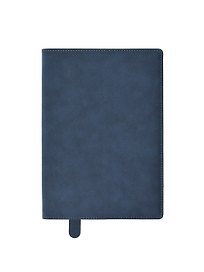 Обложка для книги с закладкой, 245х170 мм, синяя, экокожа, нубук, Антей