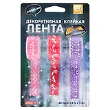 Клейкая лента , Action, декоративный,18мм*1,5м*3шт, в блистере