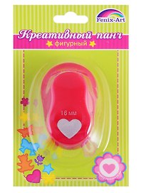 Панч-дырокол одинарный "Сердечко" 16мм 64*39*50мм в блистере