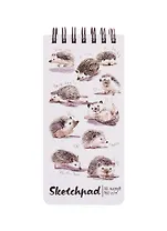 Скетчбук 105*220 80л "Ежики" белый офсет, 160г/м2, тв.обложка, широкая евроспираль