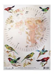 Декупажная карта Циферблат с птицами А4 (DK3090) (упаковка)