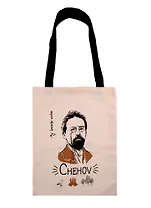 Сумка-шоппер My favorite writer Чехов бежевая, текстиль 40см.*32см.