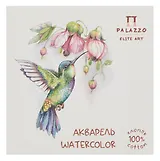 Планшет для акварели 120*120 20л "Колибри с цветами" белый, 300г/м2, 100%хлопок