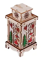 Подвеска световая Фонарь с Дедом Морозом (дерево) (16х8) (6117387)