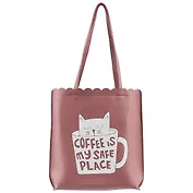 Сумка на молнии с волнистым краем Кот в чашке(кожзам)(35х30)