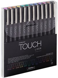 Ручки капиллярные  12цв TOUCH Liner, 0,1мм, блистер, TOUCH