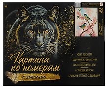 Картина-раскраска по номерам «Две синицы на сакуре», 40 х 50 см, с поталью, Рыжий Кот