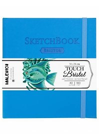 Скетчбук 140*140 40л "Bristol Touch" голубой, для графики и маркеров, 180г/м2