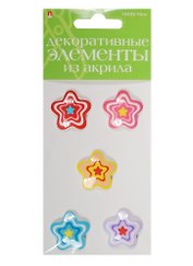 Декоративные элементы из акрила Набор №2 Звездочки (2-336/02) (5шт.) (Hobby Time) (упаковка)