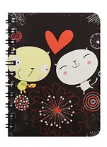 Записная книжка А7 80л кл. "Cats in love" спираль, Kairui