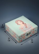 Шкатулка для драгоценностей с зеркалом Девочка (21х21х8) кожзам (6711023)