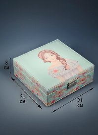 Шкатулка для драгоценностей с зеркалом Девочка (21х21х8) кожзам (6711023)