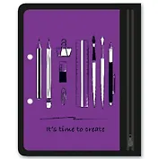 Папка для канцелярских принадлежностей А5 (25,5*20,5) Феникс+ Канцелярия на фиолетовом, 1отд., пластик