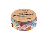 Лента клейкая декоративная со стразами 50х1,8 см, с цветочками