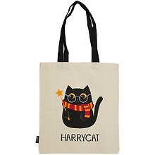 Сумка-шоппер Котик Harrycat бежевая, текстиль 40см.*32см.