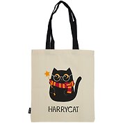 Сумка-шоппер Котик Harrycat бежевая, текстиль 40см.*32см.