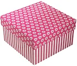 Коробка подарочная "Ромашки c полосками", фуксия 17*17*9.5см