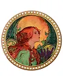 Подставка под кружку Девушка на фоне луны (керамика) (10,5см) (ПВХ бокс) (12-07650-787)