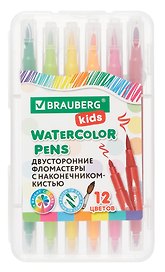 Фломастеры «Kids» Brauberg, 12 цветов, двусторонние