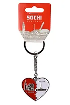 Брелок сердце эмаль 2 цвета Сочи город (металл) (Сочи) (180-135)