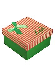 Коробка подарочная 13*13*7,5см, декор. бант, полоска, зеленая, картон, Хансибэг
