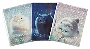 Обложки 03шт д/тетрадей гологр. "ПУХЛЫЕ КОТЫ" 346*215мм, ПВХ 70мкм, три наклейки для персонализации, подвес
