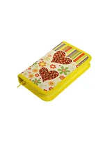 Пенал школьный 1отд. "Love story" 19*11 см, ткань, желтый, Оникс