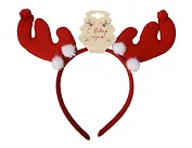 Ободок новогодний Рожки олененка с помпонами (красные) (текстиль) (12-6142-HNY8)