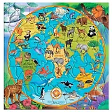Пазл фигурный на подложке "Карта мира. Животные", 80 деталей